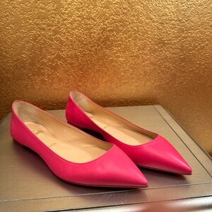 New Christian Louboutin Pink Leather Ballalla Flats